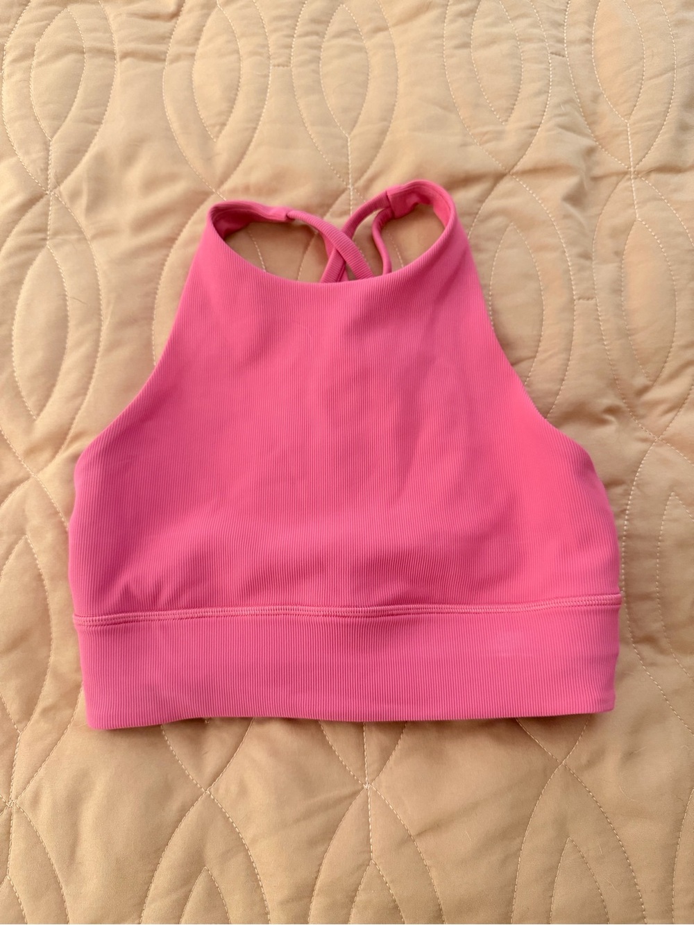 Pink Red Lululemon Ribbed High Neck Sports Bra size 6